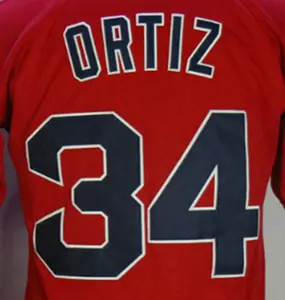 定制 David Ortiz #34 红色最好的缝合棒球球衣