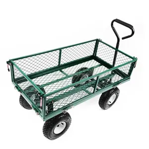 Malha de jardim carrinho resistente, alta capacidade, dobrável, de aço, para jardim, caminhão pesado, ferramentas para fazenda e jardim, plataforma metálica oem
