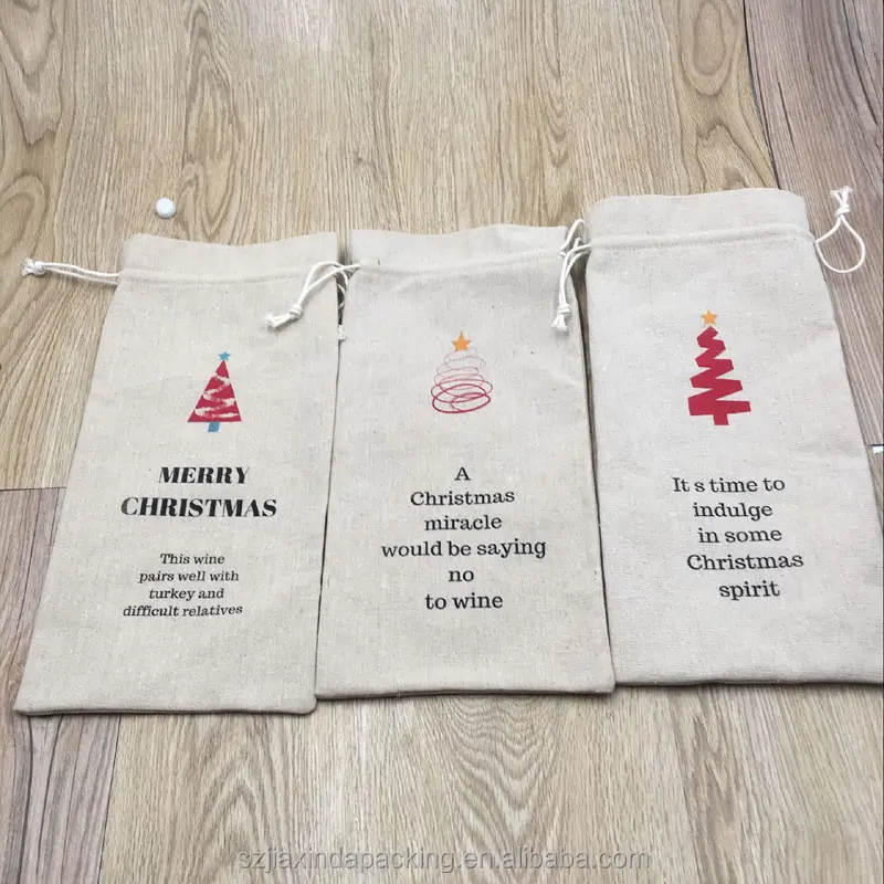 Jute Wine Bag For Christmas