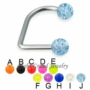 Fancy Mixed Color Acrylic Glitter Ball Piercing On Lip Ring