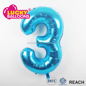 Alta calidad EN71 aprobado fuente del partido al por mayor de helio globos metalizados número gigante personalizado 34 ''azul - Product Image 4