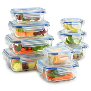 18 pieces high borosilicate glass crisper box set food storage box