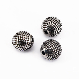 S1101 10 millimetri di Vendita Calda Antico Argento In Acciaio Inox Tondo Branelli della Sfera con Puntini - Product Image 1