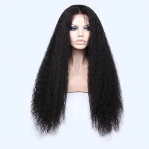 Alibaba Gluless 26 Inch Malaysian Thick Human Hair Wigs Natural Color Silk Top Lace Front Wigs