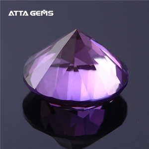 61 #   Pierre précieuse synthétique de corindon violet de forme ronde brillante, saphir violet créé en laboratoire, à vendre - Product Image 3