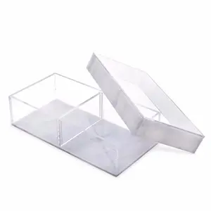 2X4X8 Inch Lucite Pembagi Sectional Nampan Akrilik Bening Dasar Marmer Tray dengan Sampul Yang Menakjubkan