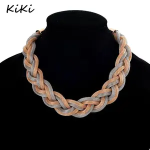 >>>2017 new Hot Sale Fashion brand jewelry Necklace Bohemian Punk style 3 colors Metal braid Twist Chain Necklaces for women