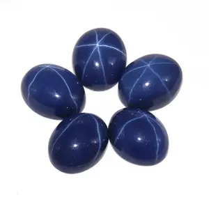 Màu Xanh Hình Bầu Dục Cabochon Cắt Tổng Hợp Sao Sapphire Đá Lỏng Cho Trang Sức Thời Trang