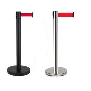Wholesale Metal/Steel <strong>Bank</strong> <strong>Queue</strong> Line Control Barrier Stanchion Post <strong>Retractable</strong> <strong>Belt</strong> Included - Product Image 5