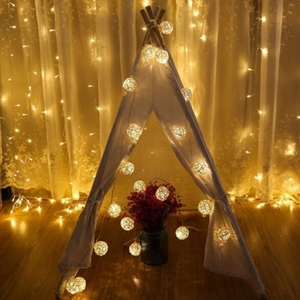Economico Patio Cafe camera da letto decorazione della festa di nozze di Natale Appeso in <span class=keywords><strong>rattan</strong></span> stringa della sfera di luce - Product Image 6