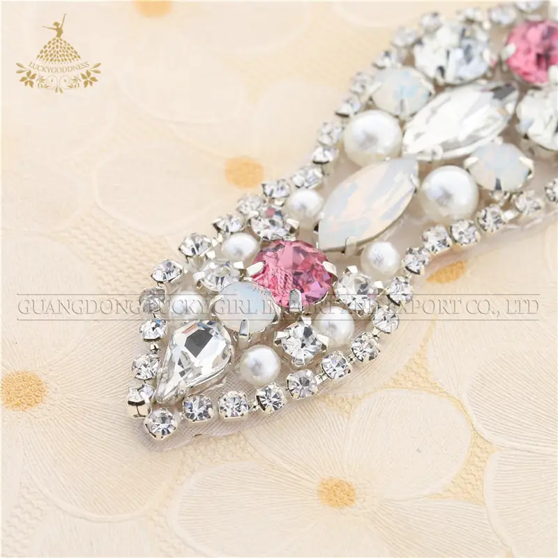 Hot Sale Bridal Diamond Rhinestone crystal Chain Trimming applique for women dresses