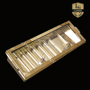 LANGE LANGE1503 Plateau à jetons de <span class=keywords><strong>casino</strong></span> à 15 colonnes et deux niveaux avec couvercle en métal titane doré et serrures, roulettes amovibles et lavable - Product Image 6