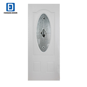 Porte d'entrée en acier Fangda avec grandes insérations de verre ovales, position extérieure, finition moderne manuelle - Product Image 4