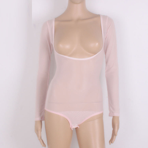 Mono de malla transparente sexy de manga larga con diseño de botón, blusas básicas de entrenamiento de danza del vientre, Top <span class=keywords><strong>para</strong></span> mujer - Product Image 4