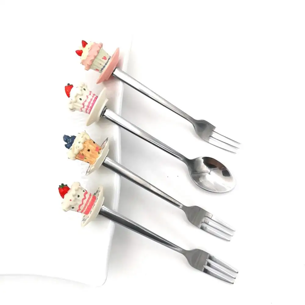 Vendita calda Set di Posate Pasticceria Cucchiai Forks con la Torta di Disegno Testa