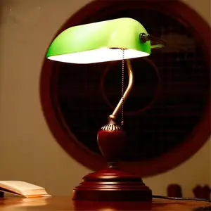 Vert lampe de table en verre avec base en bois (IH6056-1TB)