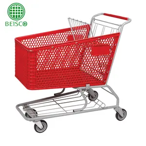 High Quality Two Layers Retail Plastic Trolley for Supermarket