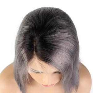 2018 ventas calientes Pixie corte corto Virgen del frente del cordón peluca brasileña del pelo humano corto gris plata peluca - Product Image 4