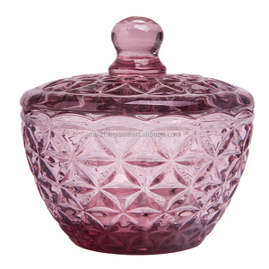 RCJ1002 retro <strong>big</strong> size Italy bubble sugar Pot, retro anaglyph glass <strong>jar</strong>, glass handmade pot - Product Image 2