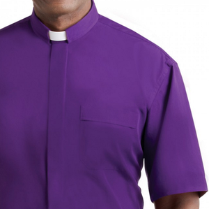 Long Sleeve PriestNew Mens PURPLE ROMAN COLLAR CLERGY SHIRT