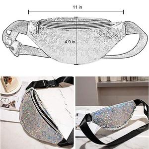 Riñonera luminosa con cinturón elástico, paquete de pecho de cuero PU con láser holográfico de neón brillante, riñonera Bling Night <span class=keywords><strong>Running</strong></span> Girl para exteriores - Product Image 2