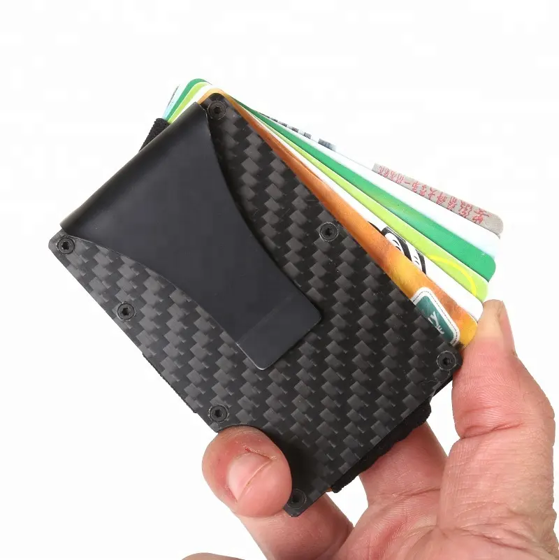 2020 best seller carbon fiber design RFID aluminum card holder, carbon fiber wallet money clip
