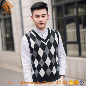 2017 hiver homme chandail, hommes col v sans manches argyle pull gilet pour hommes - Product Image 1