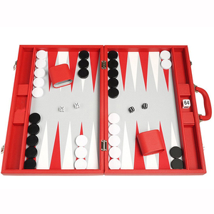 Entusiasmante <span class=keywords><strong>Gioco</strong></span> da Tavolo <span class=keywords><strong>Backgammon</strong></span> Pieghevole da Viaggio in Scatola di Pelle Rossa - Product Image 1