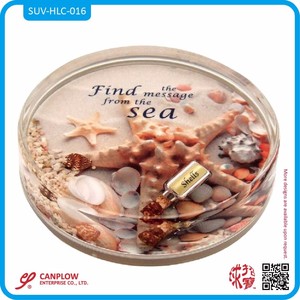 Decorative Eco-Friendly Plastic <b>Creative</b> Design Round Shape Sea Pattern Tourist Mini Art Souvenir <b>Gift</b> Sand Bottle - Product Image 2