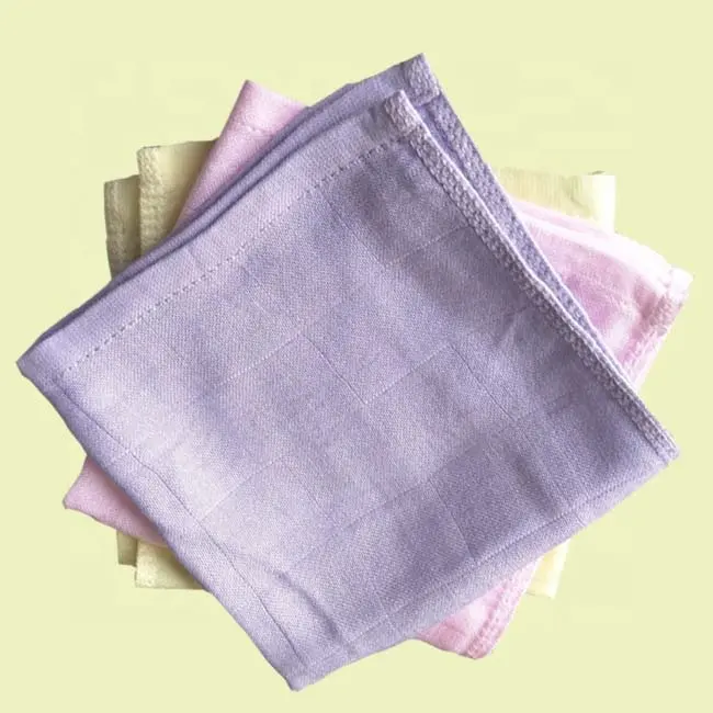 Baby Muslin Face Cloth Muslin Organic Bamboo Beach Woven Square Compressed Baby Towel Plain Dyed Pp Bag or Gift Box 80gsm CN;HEB