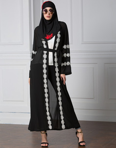 <span class=keywords><strong>Abaya</strong></span> Kimono Donna Ultimo Modello Dubai <span class=keywords><strong>Nero</strong></span> Aperto Davanti Stile Pera Moda Musulmana Vendita all'Ingrosso - Product Image 3