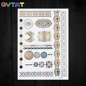 Vente en gros de maquillage de <span class=keywords><strong>sexe</strong></span> à la mode autocollants de tatouage métalliques brillants pour femmes or argent - Product Image 5