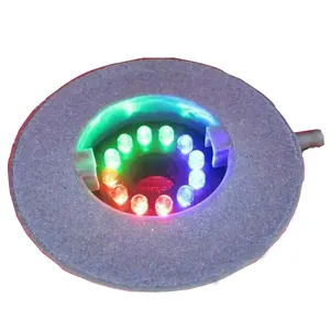 잠수정 RGB 12 LED 수족관 빛 라운드 물고기 탱크 공기 돌 거품 램프