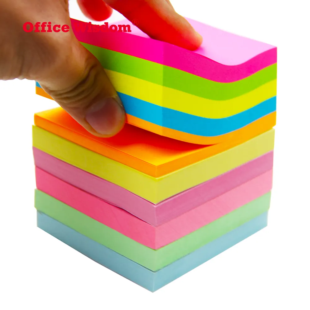 Amazon Heißer verkauf sticky note pad 3x3 zoll 10 farben Haftnotizen individuelles logo drucken sticky note