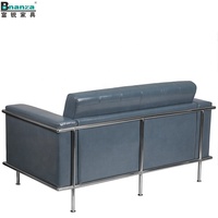Ensemble de canapés de bureau en cuir moderne avec cadre en acier