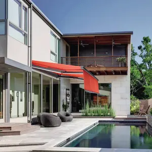 Led thắp sáng điều khiển từ xa có thể thu vào mái hiên khung nhôm ban công Patio Tarp cho Patio Poly buồm chất liệu - Product Image 1