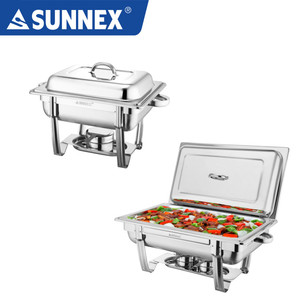 Juego de Recipientes para Buffet de Acero Inoxidable Sunnex 304, Platos para Servir, Recipiente con Tapa Abatible, Calentador de Alimentos, Suministros para Restaurantes al por Mayor - Product Image 2