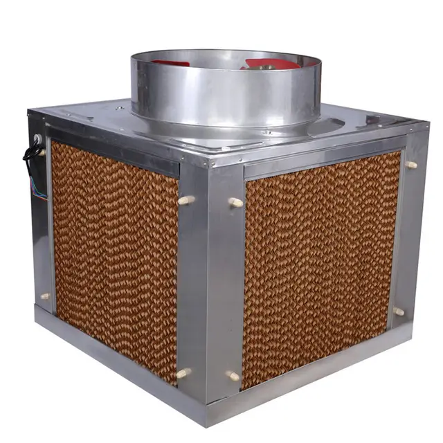 metal body air cooler with evaporative cooling pads, industrial air conditioning system