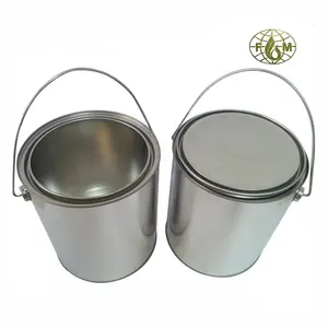 round 4l 1 gallon clear metal paint tin can with wire handle