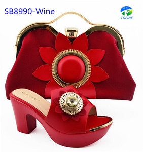 Commercio all'ingrosso moda Slipper <span class=keywords><strong>oro</strong></span> scarpe italiane e borsa Set per la festa - Product Image 6