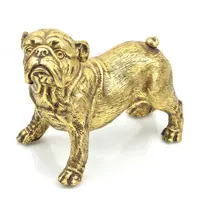 Atacado fundido pequena escultura grande peça única de ouro antigo decoração casa cachorro estáticas de bronze