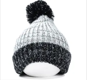 Grote Garen Pom Pom Gratis Breipatroon Beanie Hoed