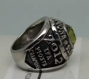 Anello universitario personalizzato design anello di classe con zirconi con pietre preziose anello personalizzato per campionato in acciaio inossidabile di laurea di forma ovale