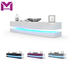 โมเดิร์นไม้ไฟ LED สูงแก้วติดผนังทีวียืนเฟอร์นิเจอร์ - Product Image 1