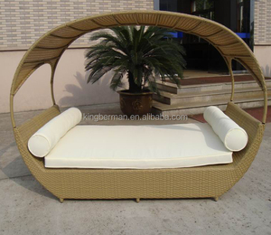 سرير نهاري من الراتان قابل للطي عالي الجودة مع مظلة للشاطئ وحمامات الشمس في الفنادق والفيلات - Product Image 4