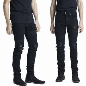 OEM nuevo diseño hombre Vintage desgastado Denim Biker pantalones para hombre rasgado Stretch rasgado Robin Jeans 0001 - Product Image 4