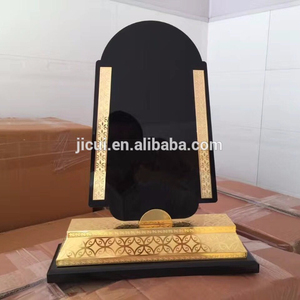 2017 جديد تصميم المملكة العربية السعودية الأسود أكريليك معدن مطلي بالذهب الكأس مع المعادن قاعدة خشبية JKC-014 - Product Image 1