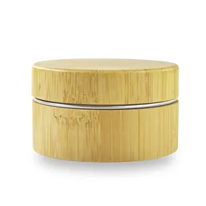 Envase de bambú Natural para cosméticos, tarro de crema interior de aluminio con tapa de madera, 5g, 15g, 30g, 50g, 100g, 150g