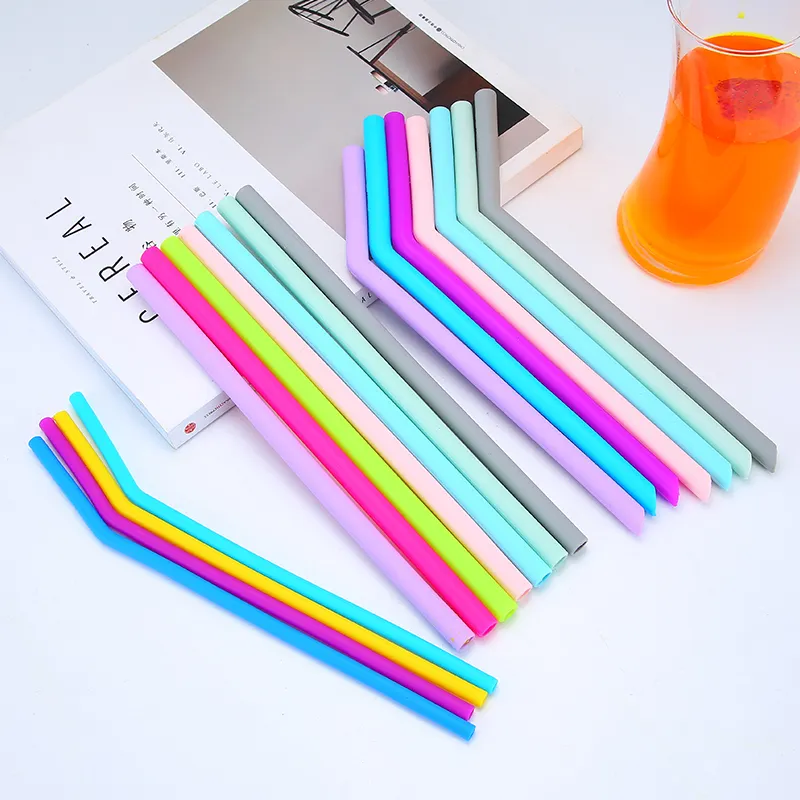 Food Grade LFGB Colorful Reusable Portable Drinking Silicone Straw