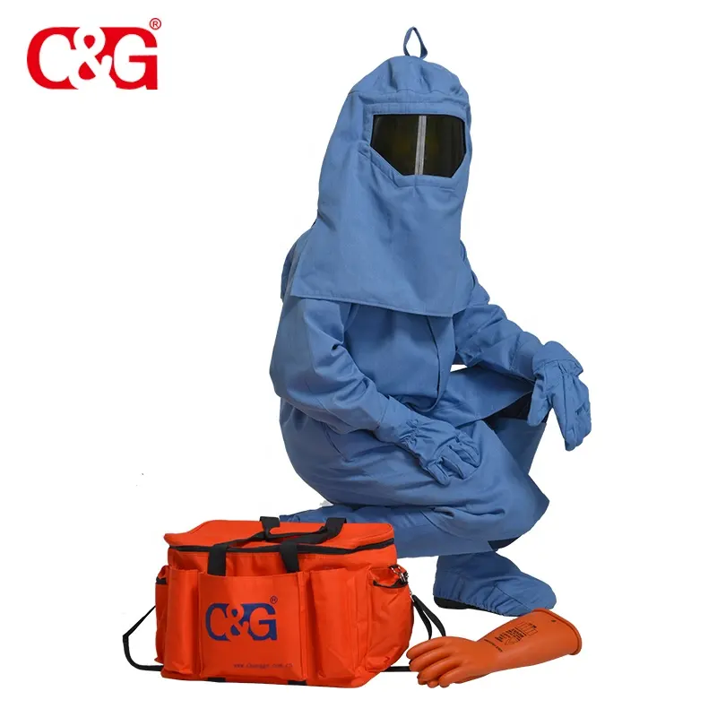 Cat4 40cal/cm2 Arc Flash Protection Coats and hood with fan system